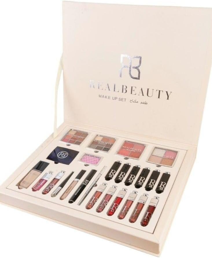 Real Beauty Multi-Item Makeup Box – بوكس مكياج متكامل سهل الاستخدام | All-in-One Beauty Kit للوجه والعينين والشفاه