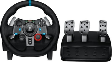 عجلة قيادة السباق Logitech G29 Driving Force ودواسات أرضية لأجهزة PS5 وPS4 والكمبيوتر الشخصي وماك - أسود - إصدار الإمارات العربية المتحدة