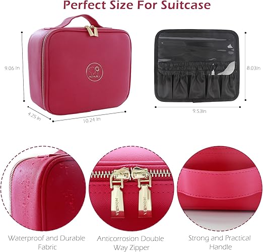 MOMIRA Travel Makeup Bag – Beige | حقيبة مكياج للسفر سعة كبيرة مقاومة للماء