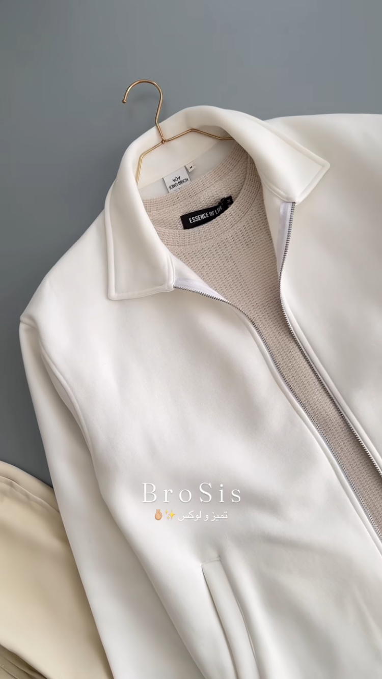 Men’s Premium Off-White Co-Ord Set | طقم رجالي أوف وايت فاخر