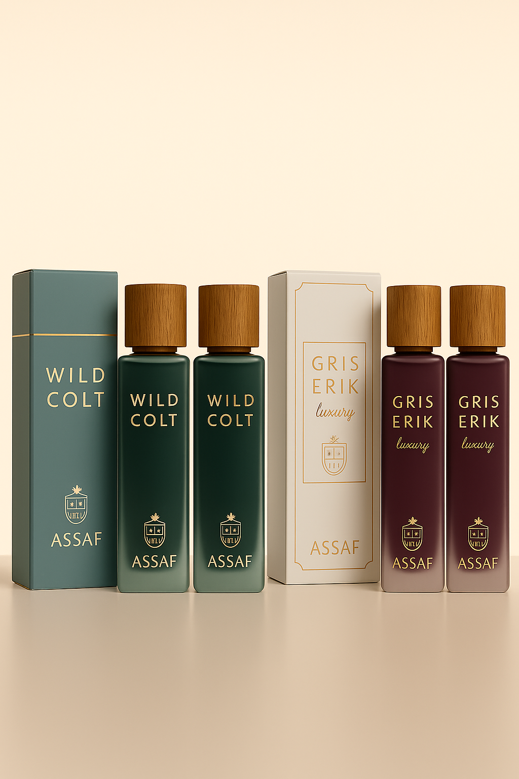 ASSAF Luxury Perfume Set – 2 Wild Colt & 2 Gris Erik (Total 800ml) - 2 وايلد كولت و2 غريس إريك (إجمالي 800 مل
