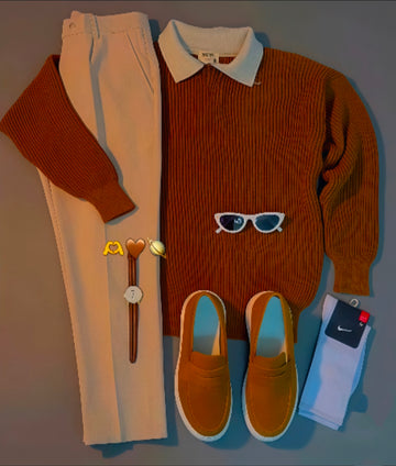 Perfect Combo: Shirt, Pants & Sneakers& Watch "التركيبة المثالية: قميص، بنطال وأحذية رياضية!" – White & Brown ComboPerfect Combo: Shirt, Pants & Sneakers& Watch "التركيبة المثالية: قميص، بنطال وأحذية رياضية!" – White & Brown Combo