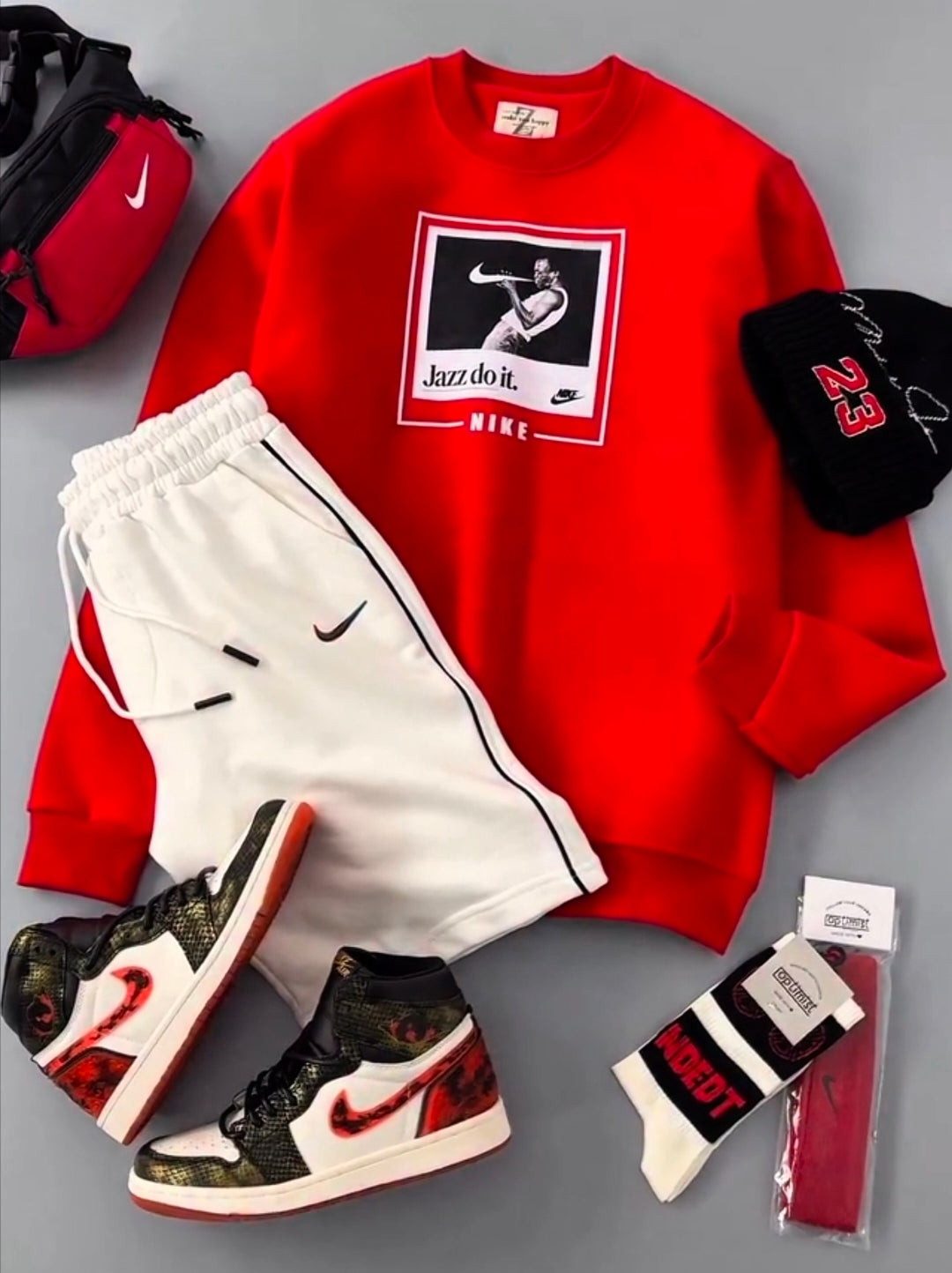 Perfect Combo: Shirt, Pant &amp; Sneakers "التركيبة المثالية: قميص، بنطال وأحذية رياضية!" – Red & White Combo