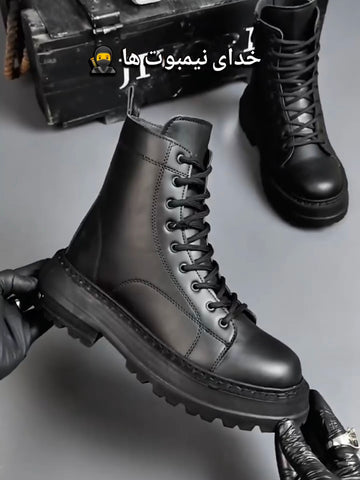 أحذية Bershka القتالية السوداء برباط – أسلوب جريء بطابع عصري
