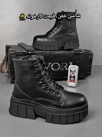 لوصف الاحترافي لأحذية DeeZee ZAL305-1 القتالية السوداء – أسلوب عسكري جريء مع راحة يومية