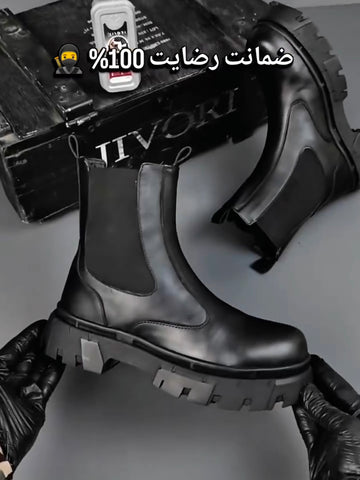 بوت IVOT تشيلسي الأسود بنعل سميك – قوة في التصميم وأناقة في الإطلالة