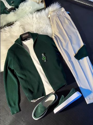 Perfect Combo: Shirt, Pants & Sneakers& Watch "التركيبة المثالية: قميص، بنطال وأحذية رياضية!" – Pure Dark Green