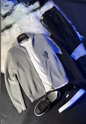 Perfect Combo: Shirt, Pants & Sneakers& Watch "التركيبة المثالية: قميص، بنطال وأحذية رياضية!" – Light Grey