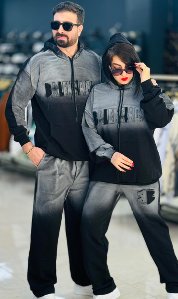 Couple Hoodie & Slacks Set – طقم هودي وبنطال للأزواج | Matching Winter Streetwear, Soft Fabric, Casual & Trendy Unisex Outfit