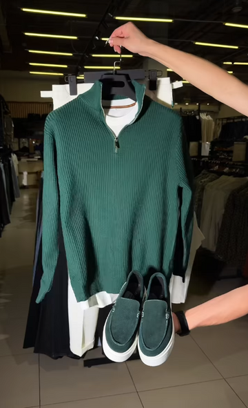 Perfect Shirt, Pant & Sneakers Combo "التركيبة المثالية: قميص، بنطال وأحذية رياضية!" - Dark Green Combo