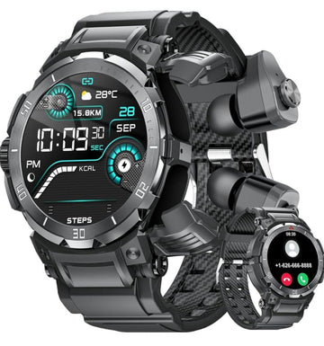 Smart Watch 3 in 1 مع Earbuds – ساعة ذكية متعددة الوظائف بشاشة 1.28" HD، تتبع اللياقة، قياس نبضات القلب، مكالمات Bluetooth، وسماعات لاسلكية مدمجة