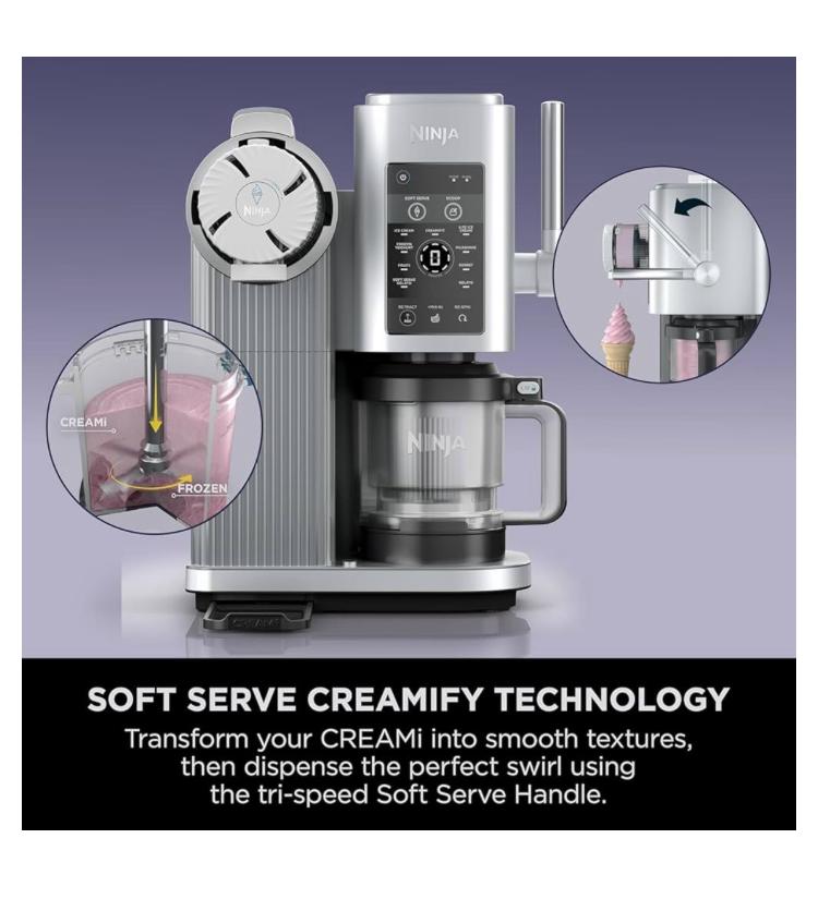 Ninja Swirl by CREAMi Ice Cream Maker 13-in-1 | Platinum Silver - نينجا سويرل باي كريمي صانعة آيس كريم 13 في 1 | بلاتينيوم سيلفر