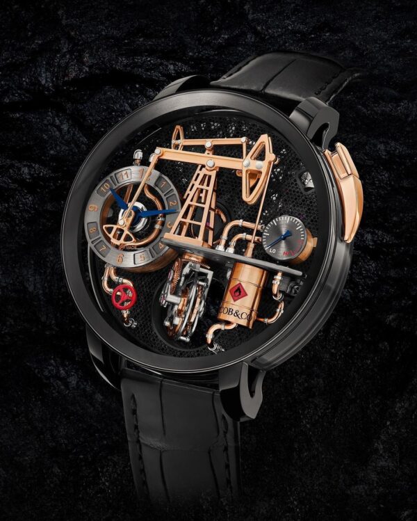 Jacob & Co. Savoir Faire Oil Pump – Black DLC Titanium Luxury Watch ساعة جاكوب آند كو سافوار فير مضخة النفط – فخامة التيتانيوم الأسود المطلي بـ DLC