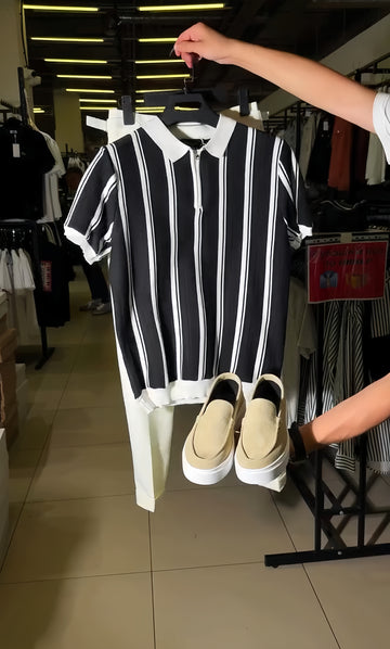 Perfect Combo: T Shirt, Pants & Sneakers& Watch "التركيبة المثالية: قميص، بنطال وأحذية رياضية!" – White & Black Combo