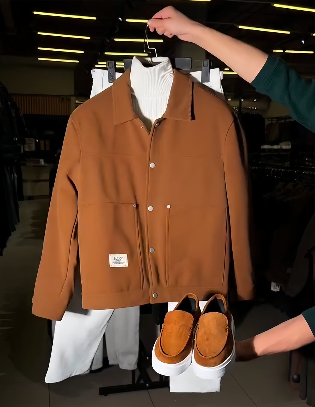 Perfect Combo: Shirt, Pant &amp; Loafers "التركيبة المثالية: قميص، بنطال وأحذية لوفر!" – Camel Shirt, White Pant & Camel Loafers Combo