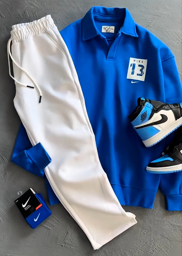 Perfect Combo: Shirt, Pant &amp; Sneakers "التركيبة المثالية: قميص، بنطال وأحذية رياضية!" – Blue & White Combo