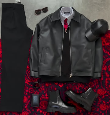 Modern Essential Outfit: Shirt, Pants, Sneakers & Glasses الإطلالة العصرية الأساسية: قميص، بنطال، أحذية رياضية ونظارة الإصدار الأسود الكامل – (All Black Combo)