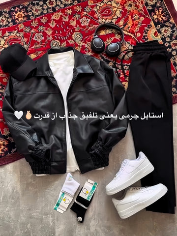 Modern Essential Outfit: Shirt, Pants, Sneakers & Glasses الإطلالة العصرية الأساسية: قميص، بنطال، أحذية رياضية ونظارة الإصدار الأسود الكامل – (All Black Combo)